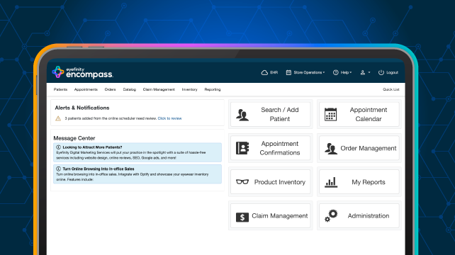 Eyefinity home screen
