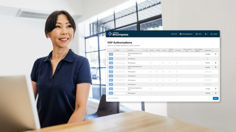 Woman and the VSP integration screen