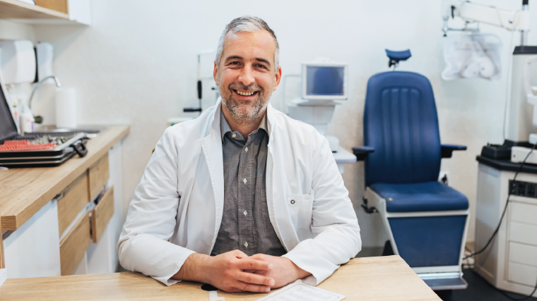 Provider smiling at camera