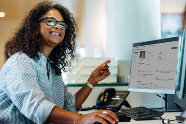 Woman using a computer