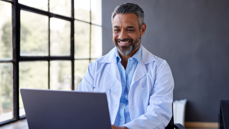 Doctor on a computer